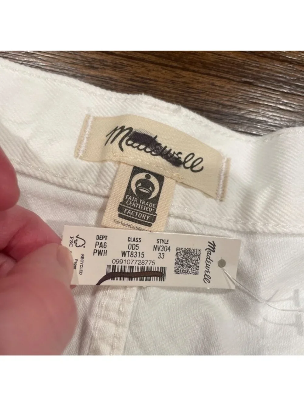 NWT Madewell White Denim Short Sz 33 Brynn Long High Rise Relaxed Button Fly 5
